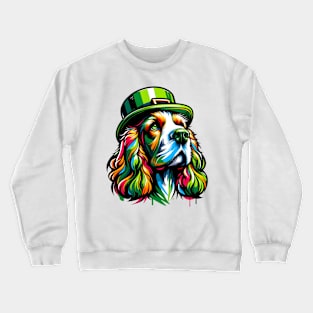 English Cocker Spaniel Embraces Saint Patrick's Day Crewneck Sweatshirt